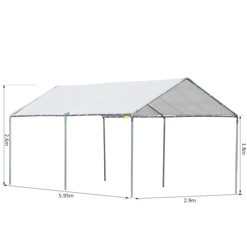 Outsunny 10' x 20' Heavy Duty Carport Awning Canopy with Included Anchor Kit & Weather-Resistant PE Roof