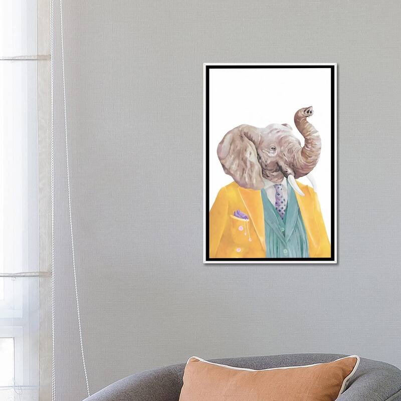 iCanvas "Golden Coated Elephant" by Animal Crew Framed