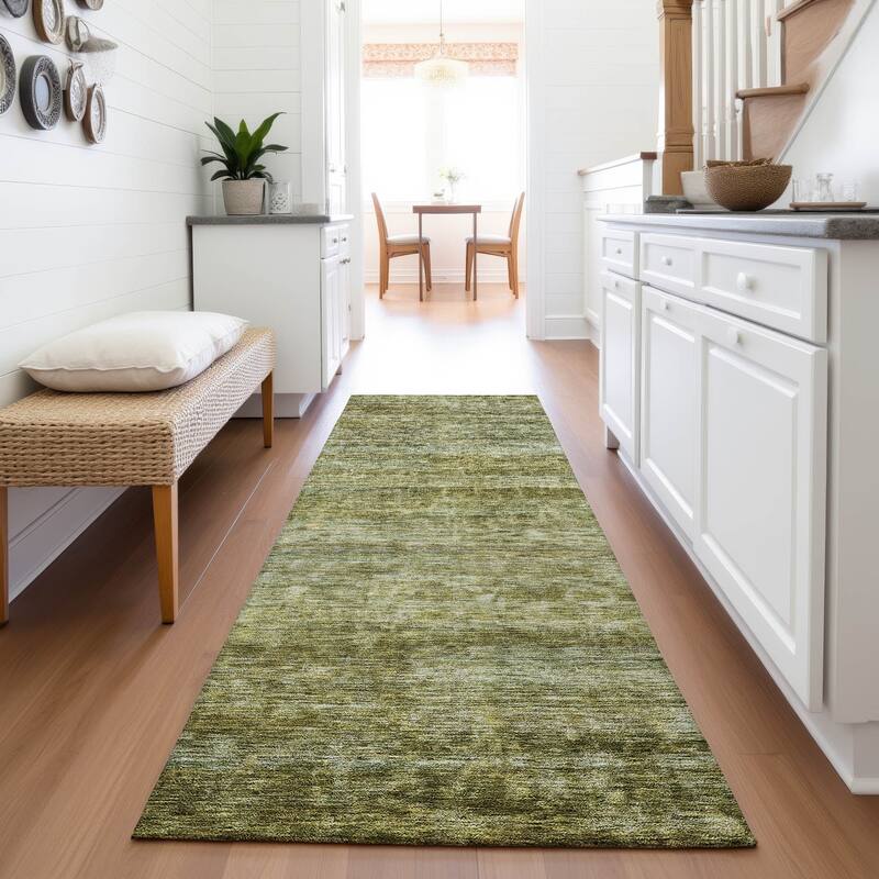 Premium Washable Super Soft Ombre Farmhouse Mayfield Rug - Olive - 2'3" x 7'6"