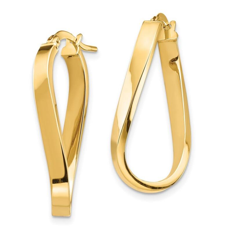 Curata 14k Yellow Gold Polished Wavy Hoop Earrings - 28.52x13.48mm