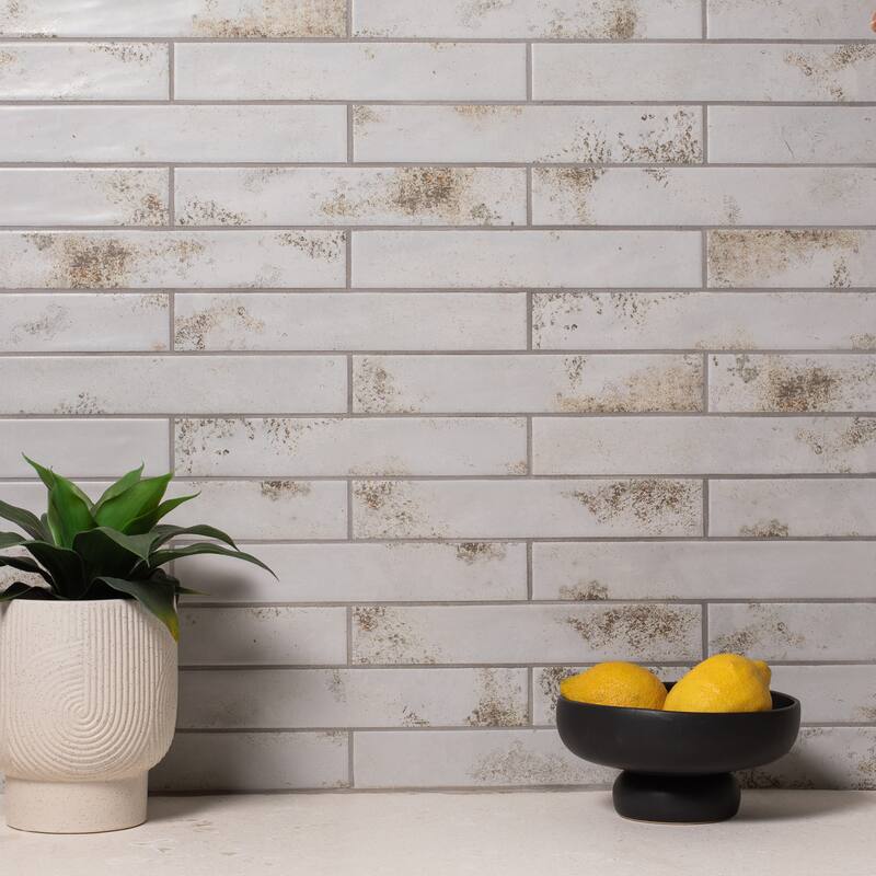Rural 2 in. x 12 in. Ceramic Subway Wall Tile - Sample swatch - Light Grey Satin