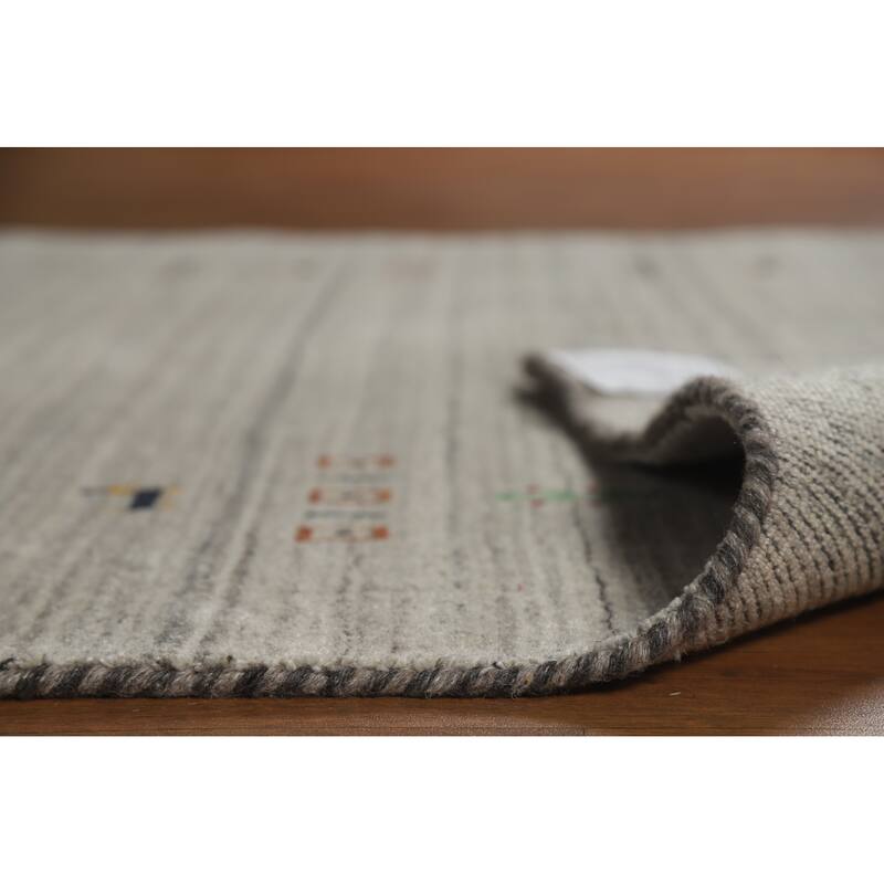 Tribal Gabbeh Indian Area Rug Bedroom Grey Handmade Wool Carpet - 5'0" x 7'9"