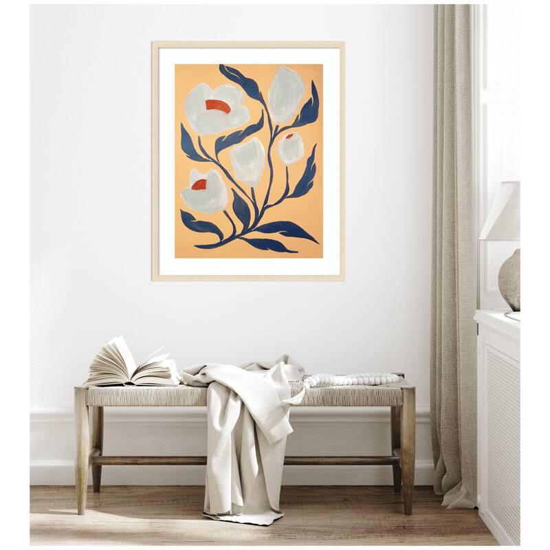 Kate and Laurel Framed Art Gray Flower by Emma Daisy