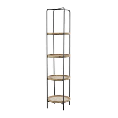 Wood 4 Shelves Shelving Unit - Brown - Roche River Decor