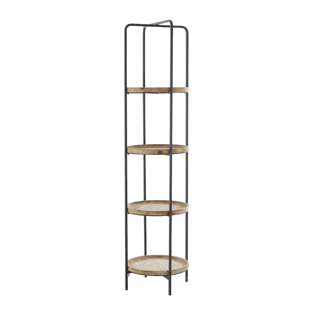 Wood 4 Shelves Shelving Unit - Brown - Roche River Decor