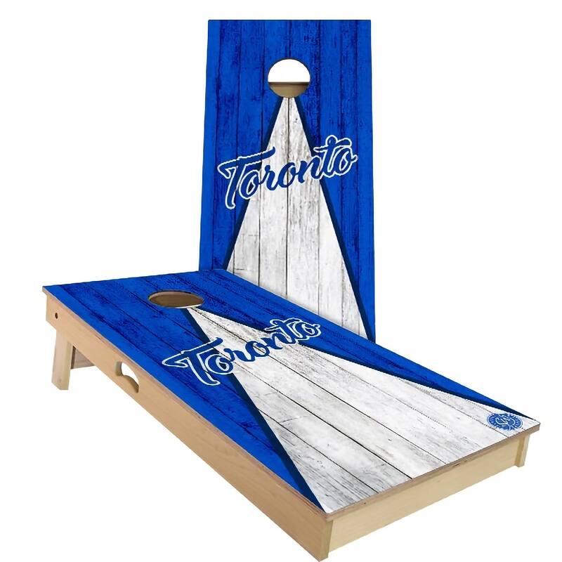 Toronto Triangle Baseball Outdoor Cornhole Board Set - All-Weather 2x4 - Include Hole + Edge Lights