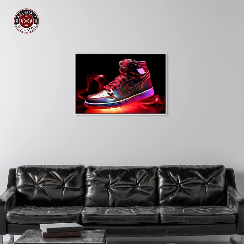 Notoriart Flaming Hot Sneaker Ii Framed Sneaker 1 Piece Canvas Wall Art