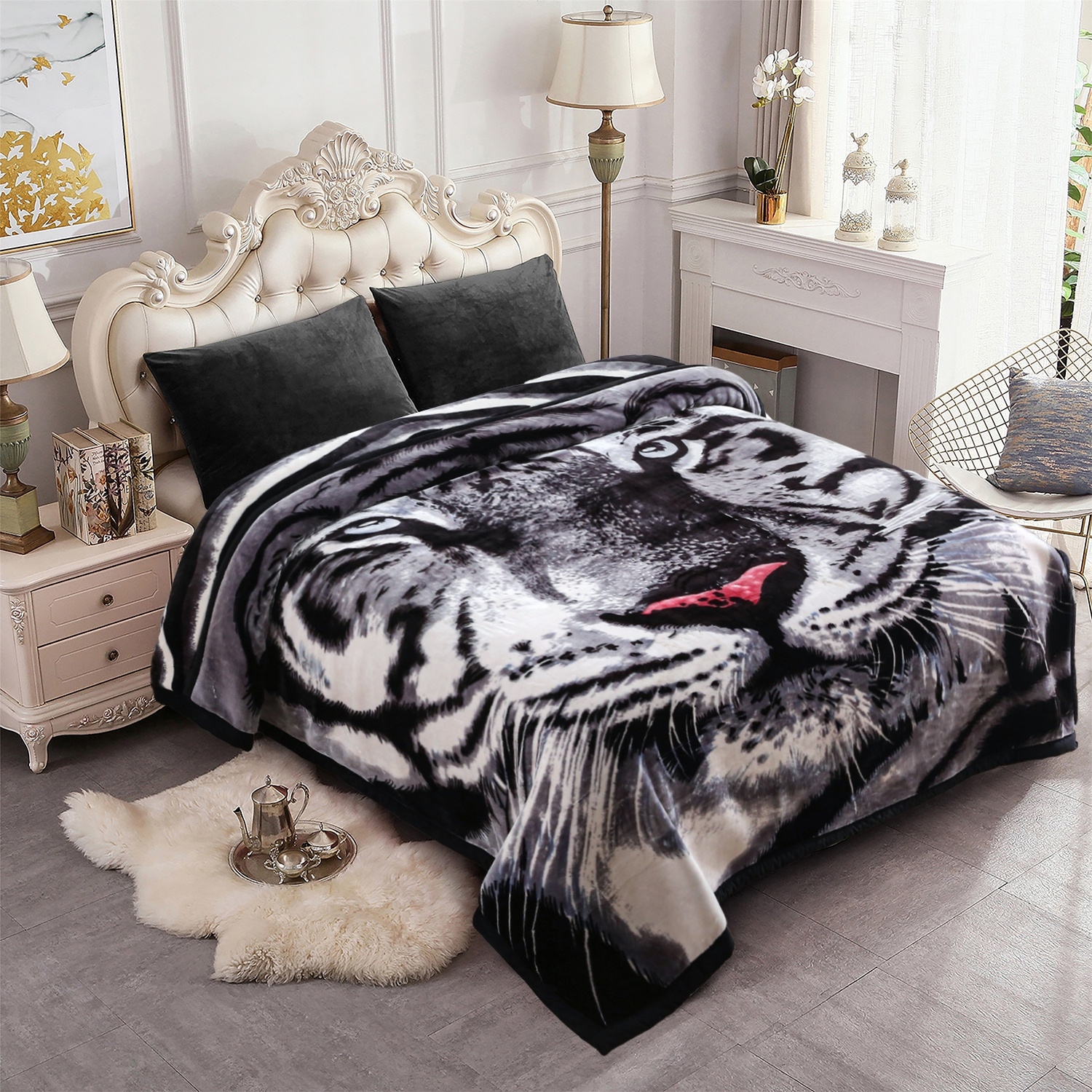 White tiger blanket king size discount