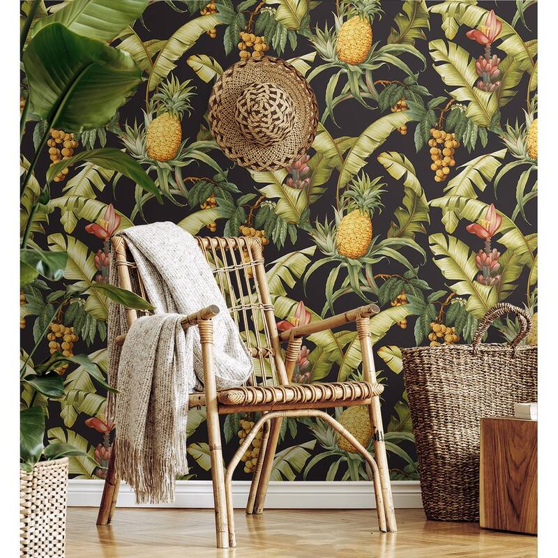 NextWall Pineapple Floral Peel and Stick Wallpaper