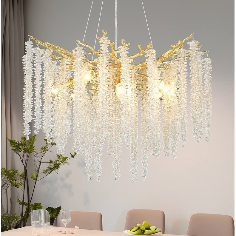 Golden Crystal Branch Chandelier Luxury Adjustable Lighting for Grand Entryways - 31.5 - Gold