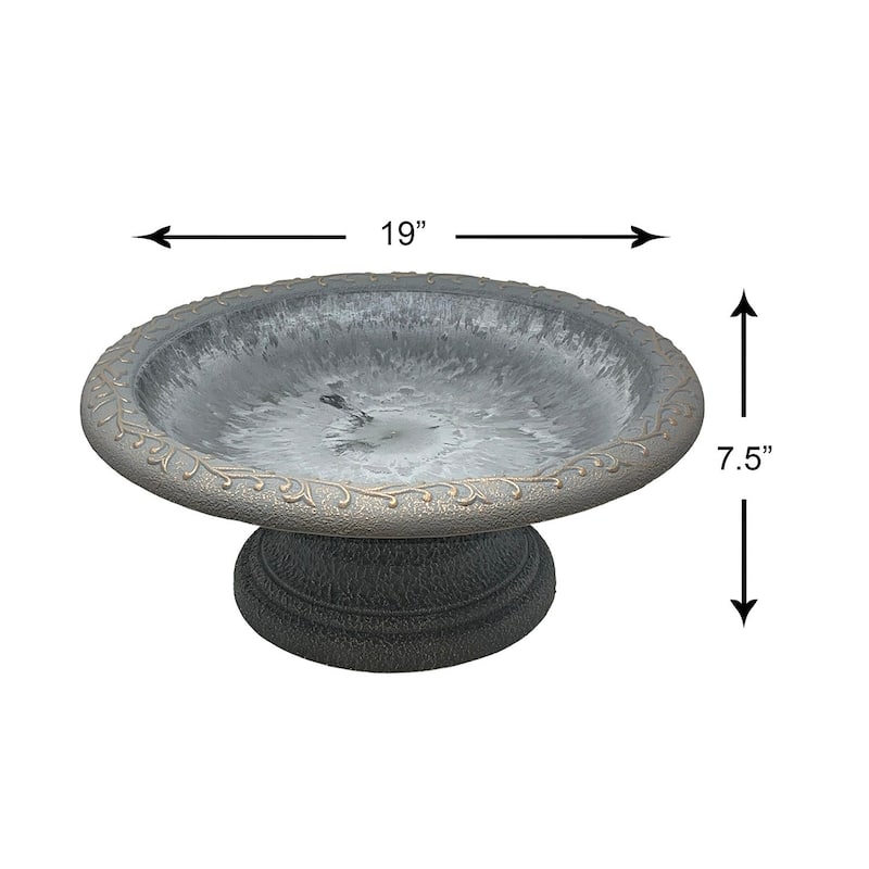 7.5"H Fiber Clay Low Profile Base Birdbaths, 19"D x 7.5"H, 6.5 lbs.