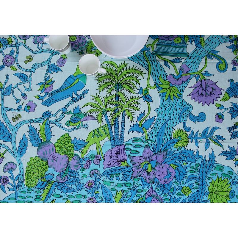 Vibrant Cotton Floral Tree Of Life Tablecloth Collection