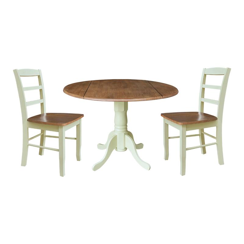 42" Dual Drop Leaf Pedestal Dining Table with Madrid Ladderback Chairs - Dining Set