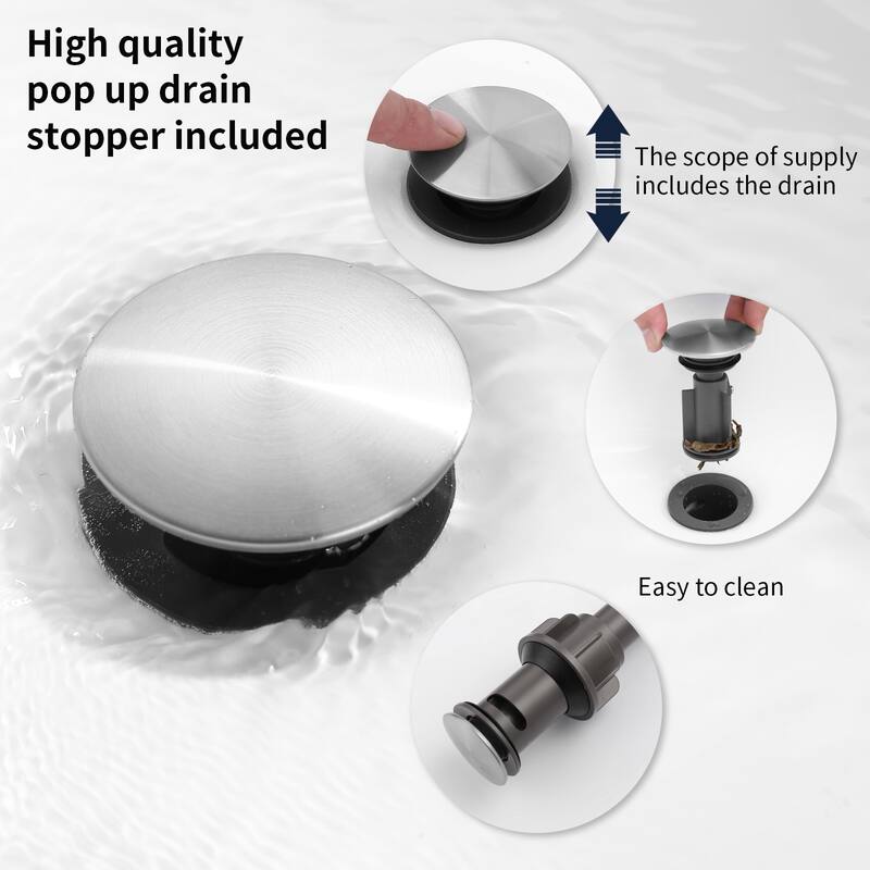 2-Handle Bathroom Sink Faucet 3 Hole 360° Swivel Spout Vanity Sink with Pop Up Drain Assembly and cUPC Water Supply Hoses