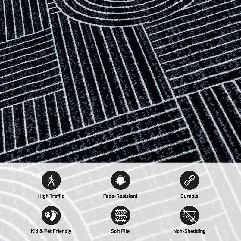 World Rug Gallery Contemporary Stripe Arch Design Area Rug