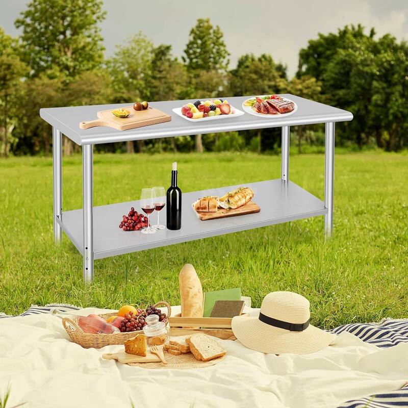 Stainless Steel Prep Table 60 x 24 Inch with Under Shelf