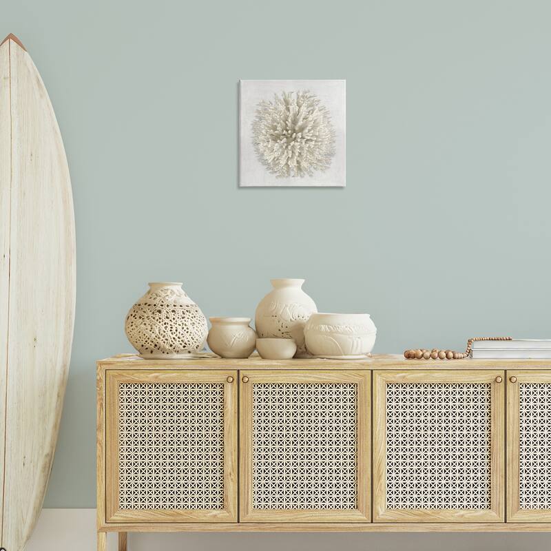 Stupell Natural Round Coral Canvas Wall Art Design By Caroline Kelly