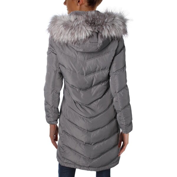 calvin klein long puffer coat