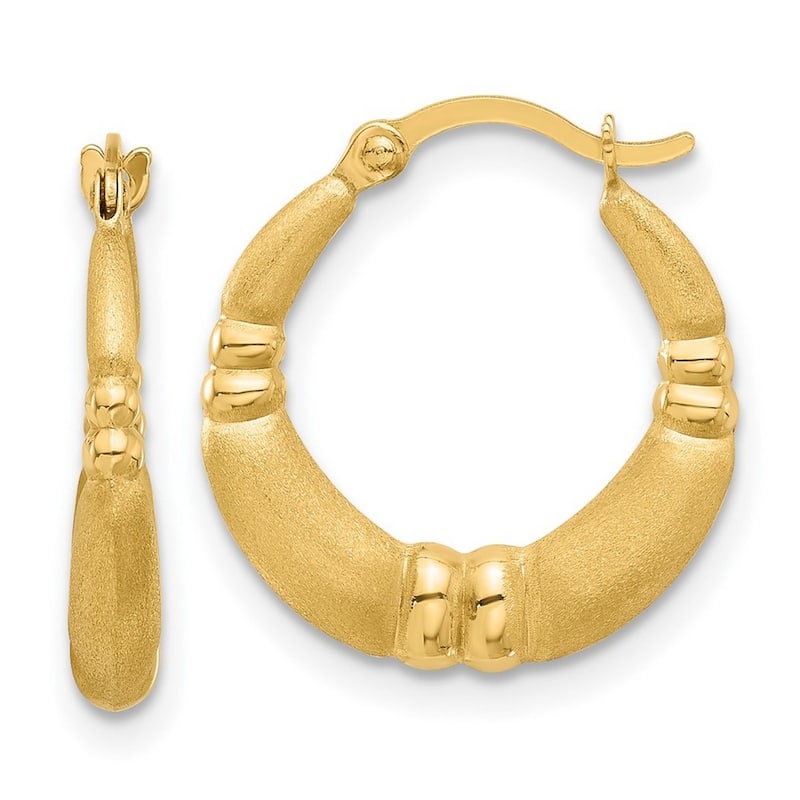 Curata 14k Yellow Gold Polished Satin Hoop Earrings - 17.8x16.5mm