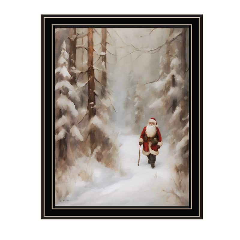 HomeRoots Santa's Winter Stroll Black Framed Wall Art