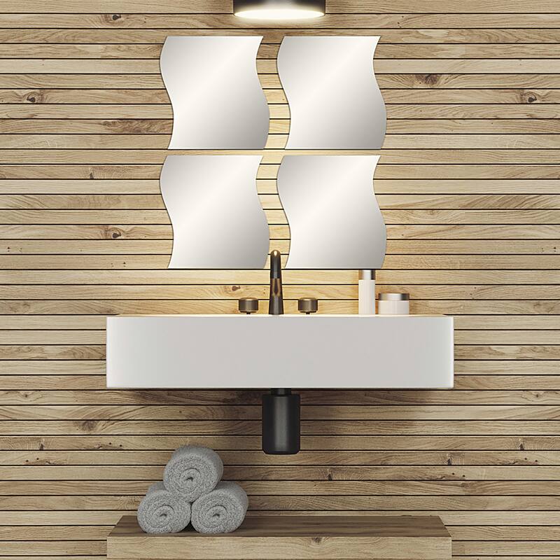 Big Decorative Wall Self Adhesive Shaped Mirrors - Set of 4