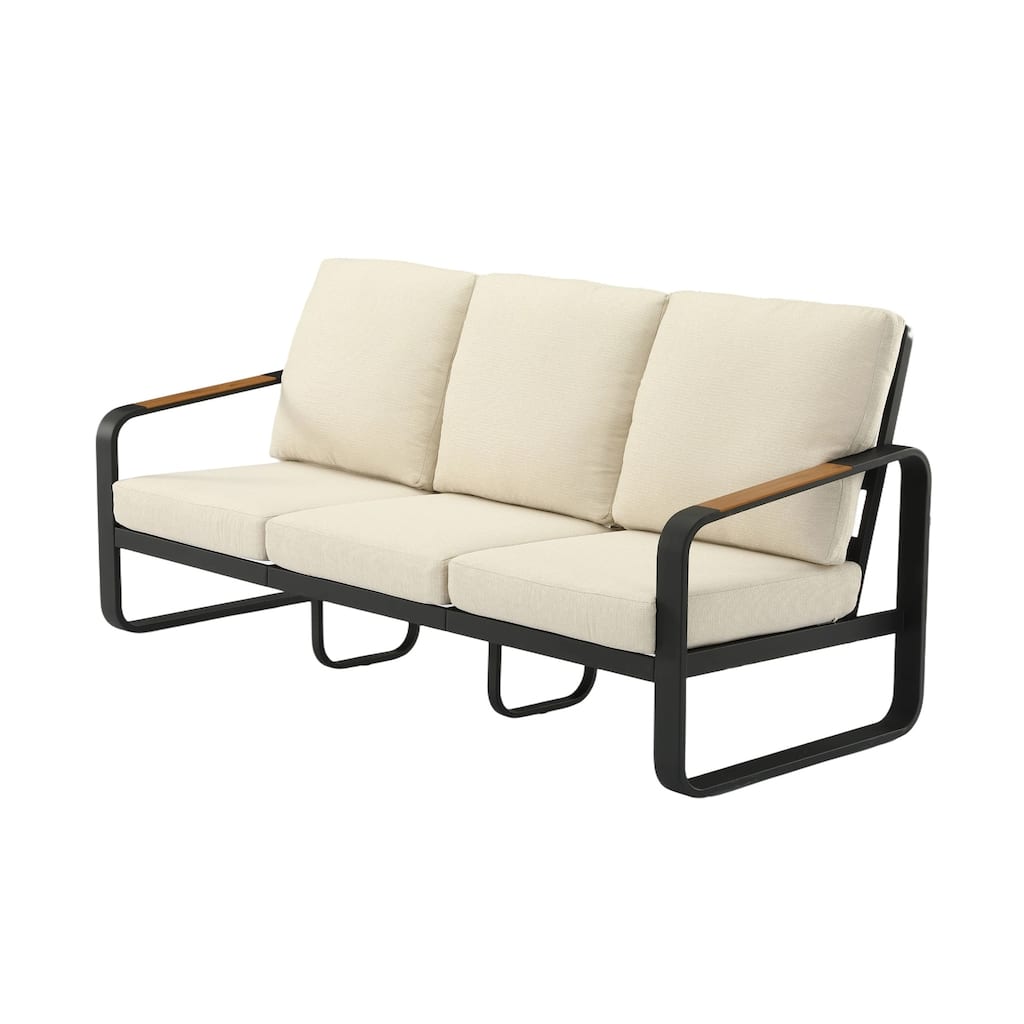 Outdoor Patio Sofa with Removable Cushions, Weather-Resistant