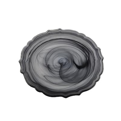 Swirl Glass Black Salad Plate 8" Dia- A - A