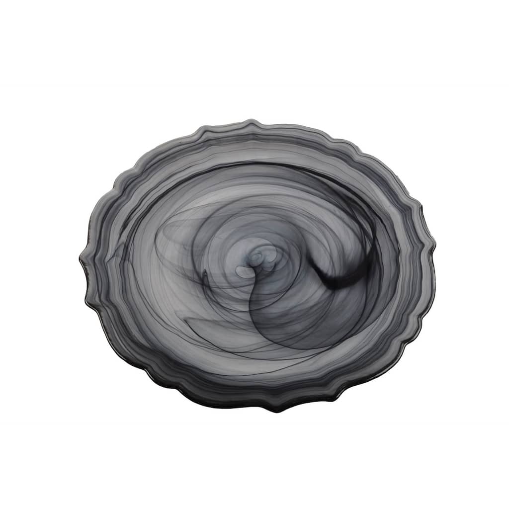Swirl Glass Black Salad Plate 8" Dia- A - A