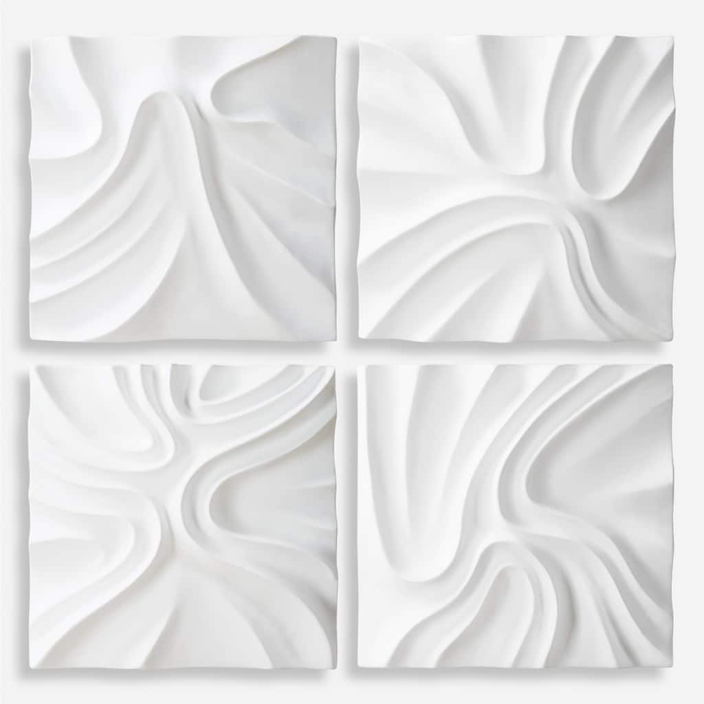 Uttermost 04368 Snowdrift 15" x 15" Sculptural Wall Panels - Set of 4