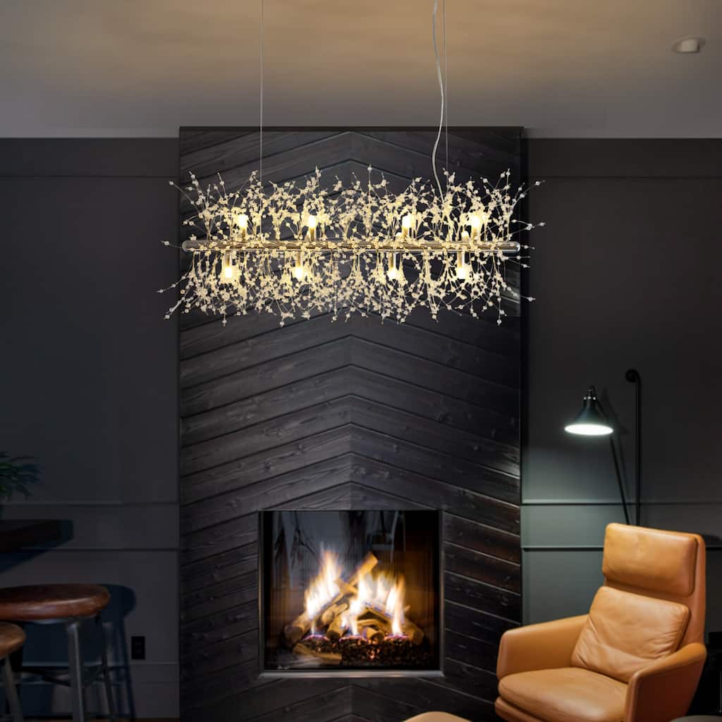 12-Light Modern Fireworks Crystal Chandelier for Dining Room
