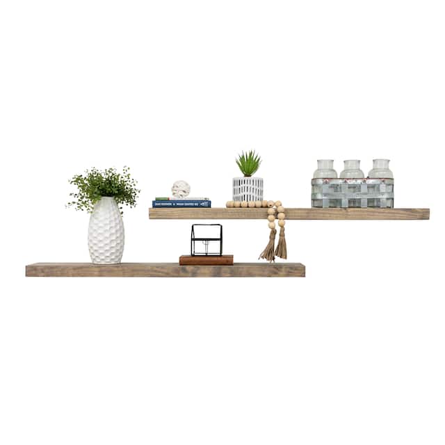 Del Hutson Designs True Floating Shelves, Set of 2, 36" - 36" - Grey