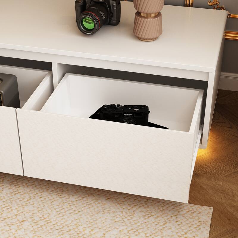 Chic LED-Lit Media Console for Stylish Homes Entertainmnet Center - 70.9"