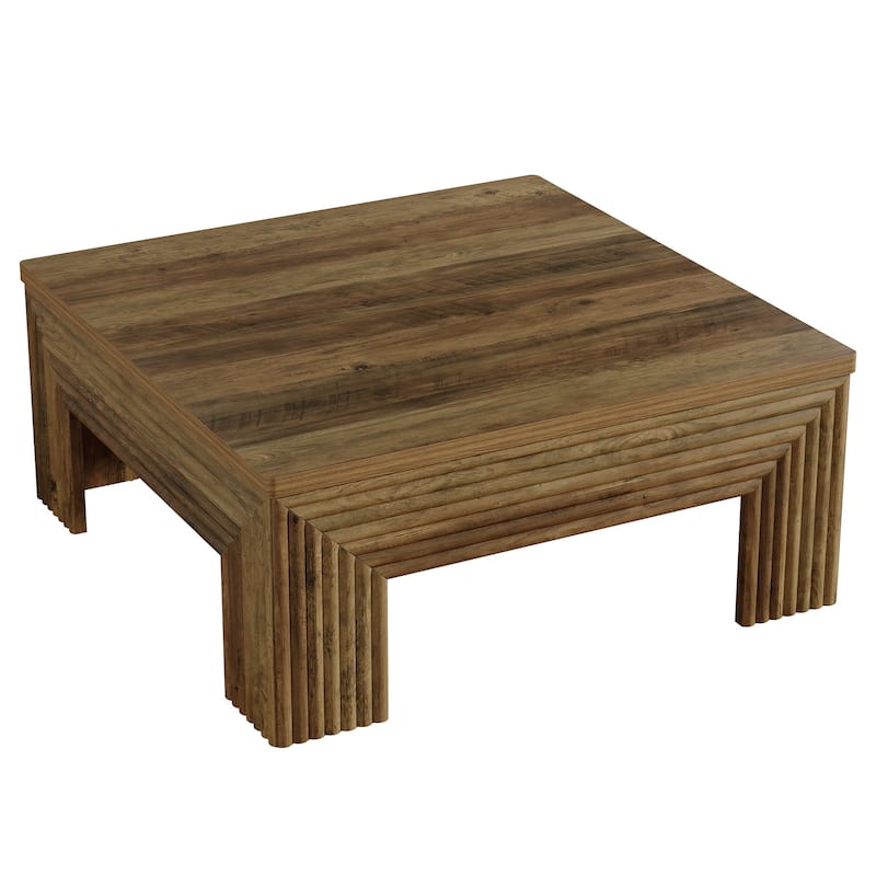 Square Coffee Table, 39.4 Inch Rustic Living Room Center Table