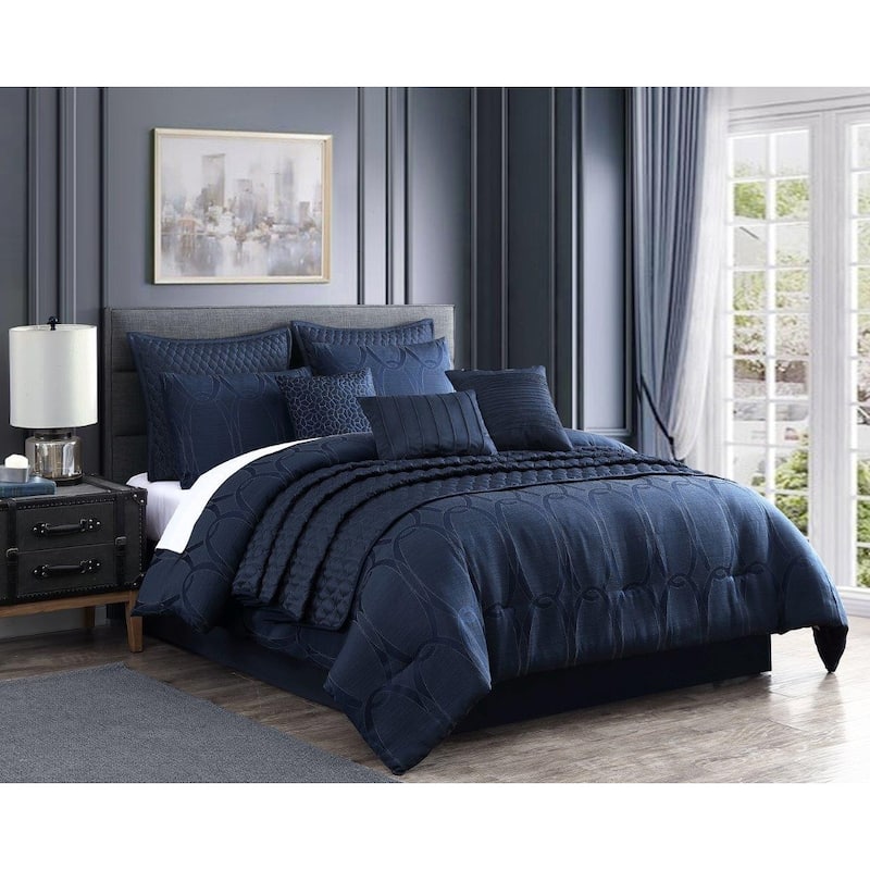 Riverbrook Home Destiny 10 Piece Comforter Set - Blue - Queen