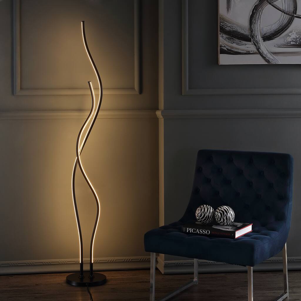 Cairo 63.75-in. LED Integrated Black Floor Lamp by JONATHAN Y - 63.75" H x 9.875" W x 9.875" D