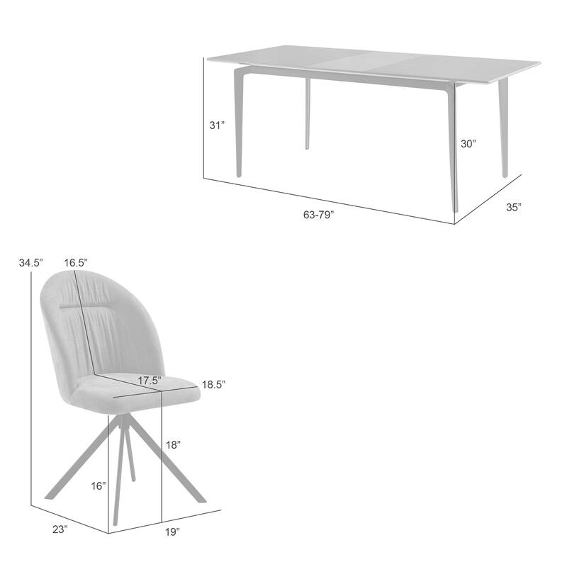 Honey Contemporary 7-Piece Dining Set with Dark Wood and Black Sintered Stone Table Top, and Upholstered Armchairs