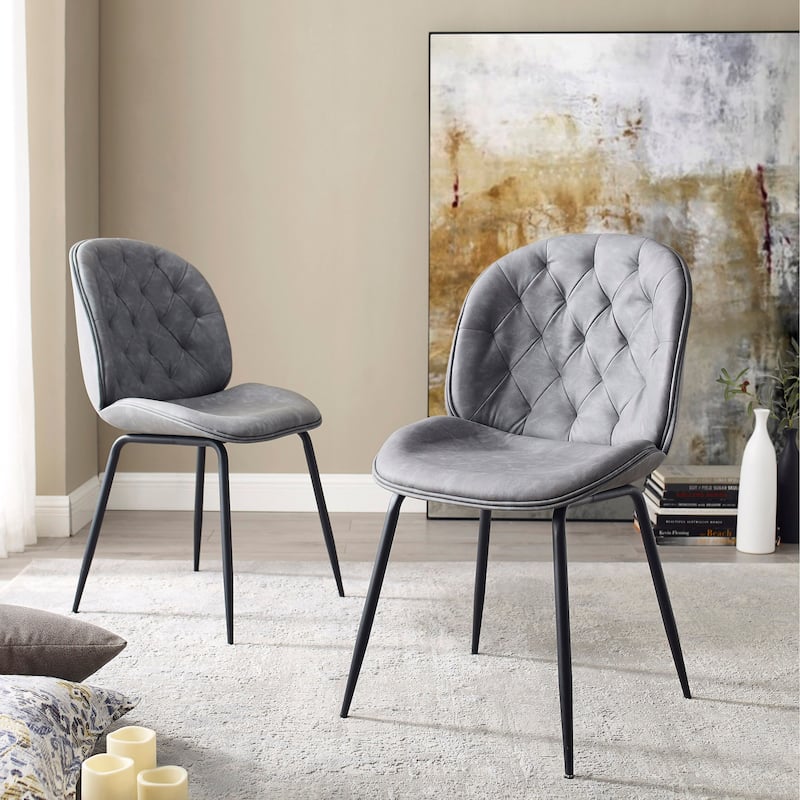 Art Leon Mid-Century Tufted Style Dining Chair in Beetle Shape Design