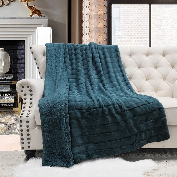 Solid Color SuperMink FauxFur Throw - 60" x 80" - Dragonfly