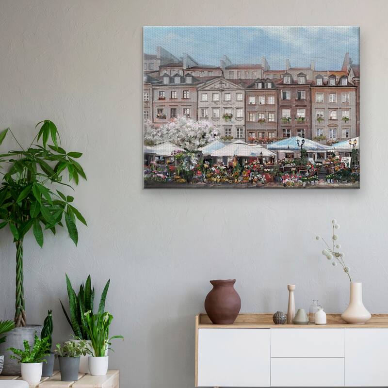 The Flower Market Portrait by Studio Arts Canvas Art Print