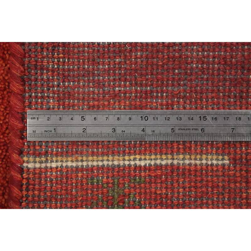 Hand Knotted Oriental 100% Wool Carpet Modern Modern Oranges & Rust Gabbeh Area Rug - 6' 5'' X 6' 5''