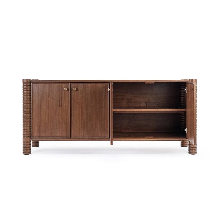 Studio London Ellis Walnut Acacia Sideboard with Ribbed Solid Wood Legs