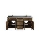 preview thumbnail 12 of 48, Willow Collections 72 x 22 Santa Monica Teak Double Bowl Sink Bathroom Vanity in Distressed Graywashed with Countertop