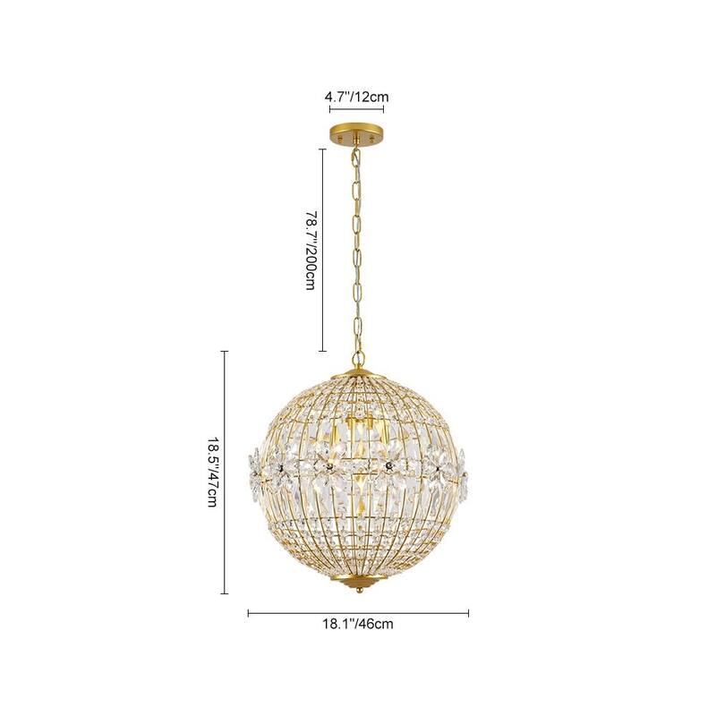 Luxe Bloom Beaded Round Sphere Crystal Pendant Entry Chandelier 18in