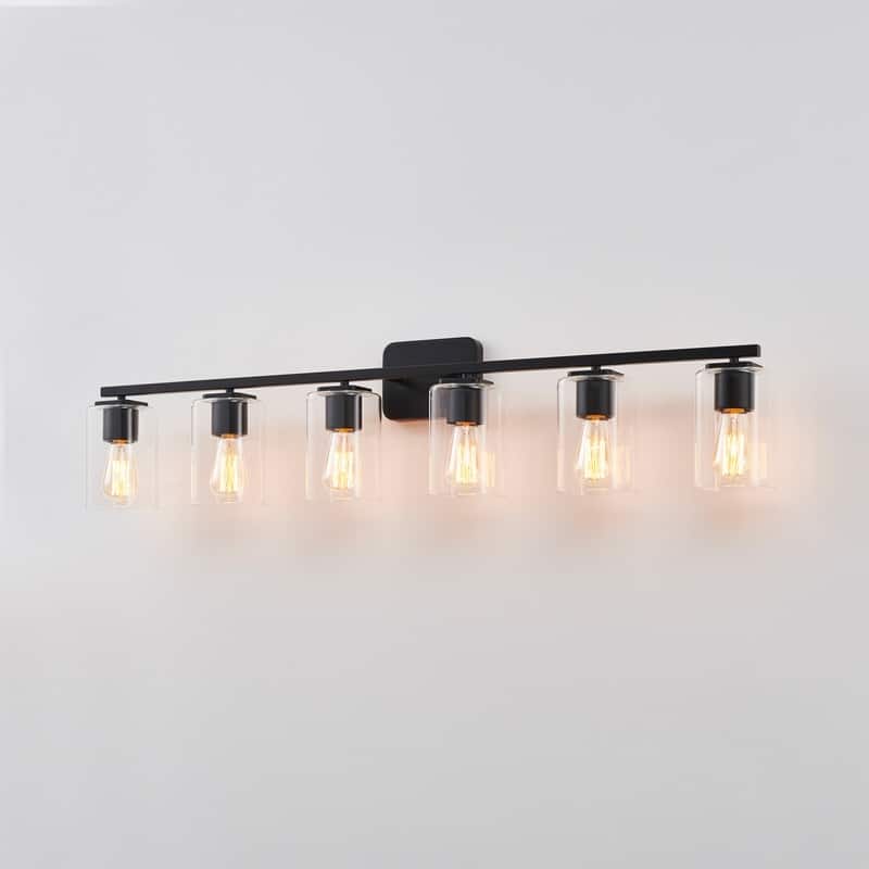 KAWOTI 6-Light Square Clear Glass Shade Vanity Light