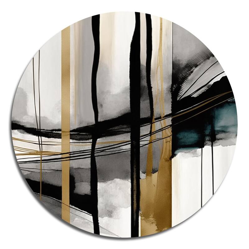 Designart 'Abstract Transitional Modern Shapes II' Modern Metal Round Wall Art