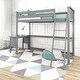 preview thumbnail 15 of 20, Max and Lily Twin-Size High Loft Bed with Desk Grey