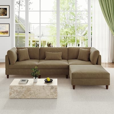 Modular Sectional Sofa Couch with Ottoman for Living Room Set - 112" W