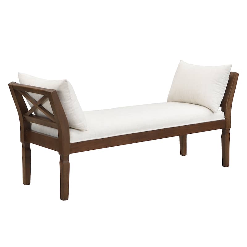 Christopher Knight Home - Ardent Rubberwood Upholstered Bench with Cushions and Arms