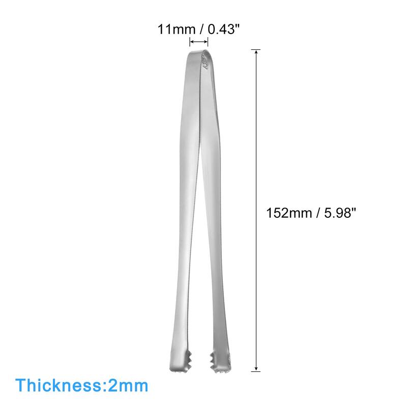 Serving Tongs, 2pcs 6 Inch - Stainless Steel Ice Tongs for Dessert - 6 Inch - Silver