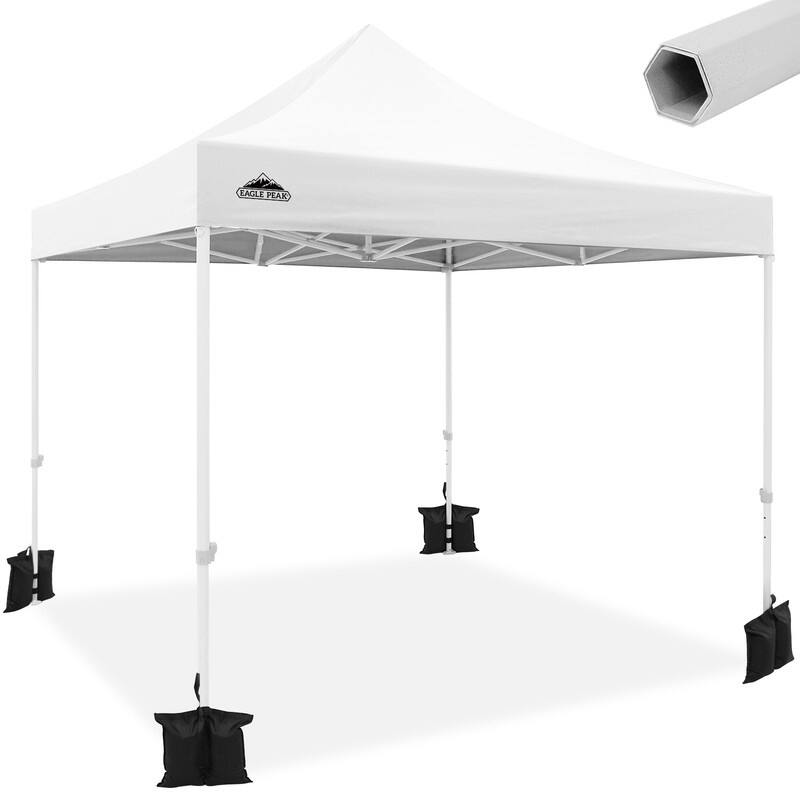 EAGLE PEAK 10x10 Heavy Duty Pop up Commercial Canopy Tent - White